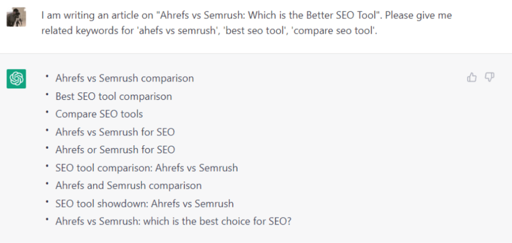ChatGPT asking for Relevant Keyword