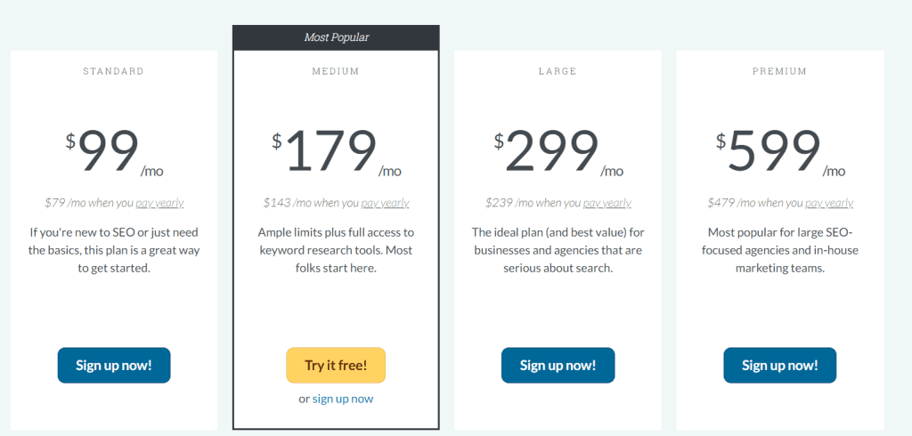 Pricing of Moz Pro