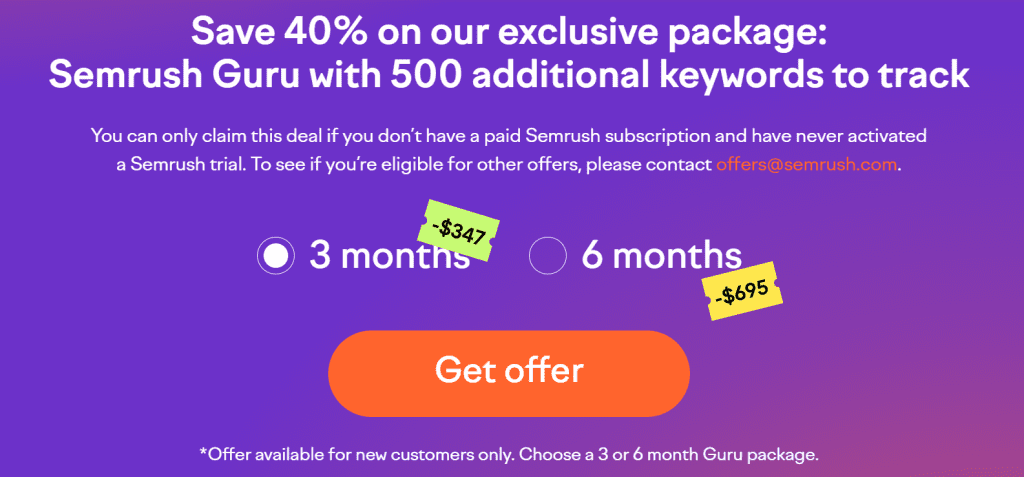 Select your preferred Semrush plan Select your preferred Semrush plan