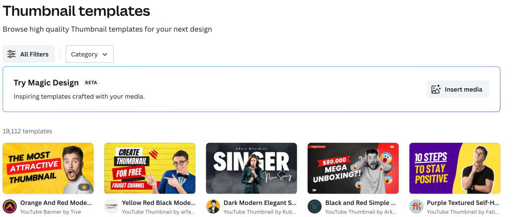 Canva- Thumbnail templates Canva- Thumbnail templates