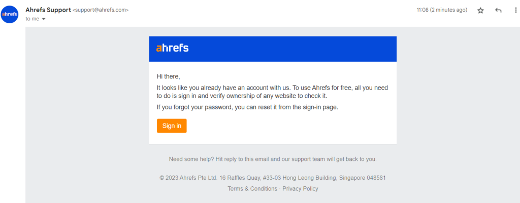 Verification email by Ahrefs Verification email by Ahrefs