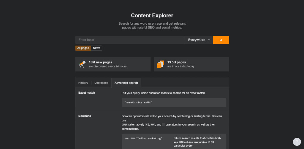 content explorer for link building