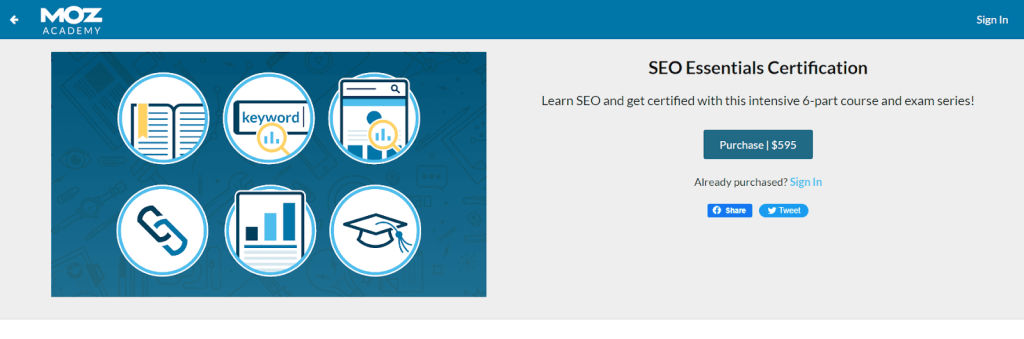  Moz SEO Essentials Certification overview